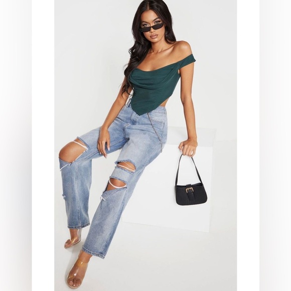 PrettyLittle Thing Corset Mesh Bardot Top - Picture 7 of 7